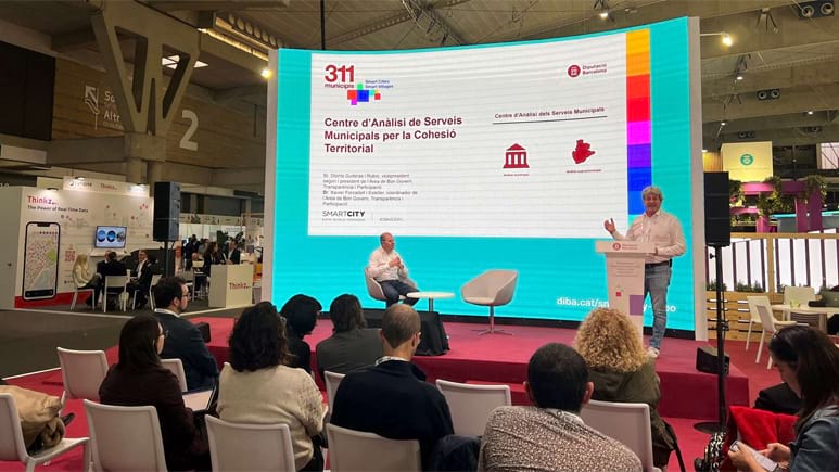 Presentació del Centre d'anàlisi de serveis municipals per a la cohesió territorial de la Diputació de Barcelona, a l'Smart City Expo 2023. Foto: Anna Serrano / Diputació de Barcelona Presentació del Centre d'anàlisi de serveis municipals per a la cohesió territorial de la Diputació de Barcelona, a l'Smart City Expo 2023. Foto: Anna Serrano / Diputació de Barcelona
