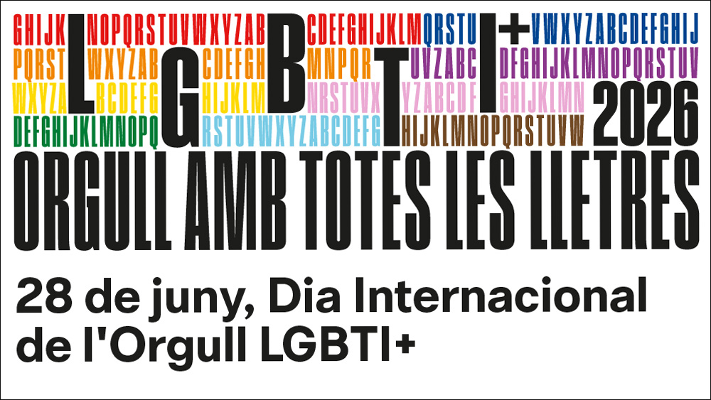 "LGBTI+. Orgull amb totes les lletres" és el lema de la campanya institucional al voltant del Dia Internacional de l’Orgull LGBTI+ 2026. Foto: Diputació de Barcelona