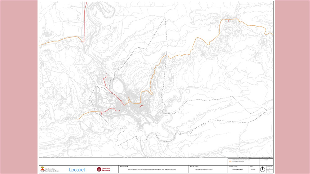 Mapa de situació de les infraestructures a Sant Quirze de Besora en funció de la titularitat del tram. Foto: Diputació de Barcelona Mapa de situació de les infraestructures a Sant Quirze de Besora en funció de la titularitat del tram. Foto: Diputació de Barcelona