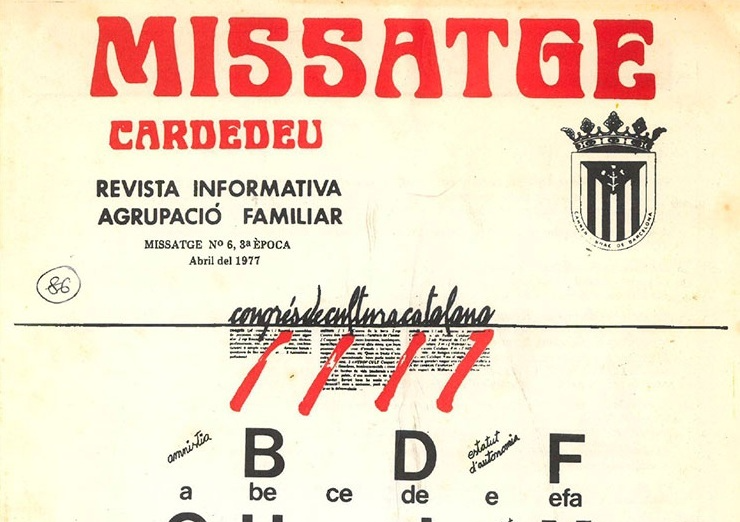 Portada de la revista Missatge de Cardedeu, 1977