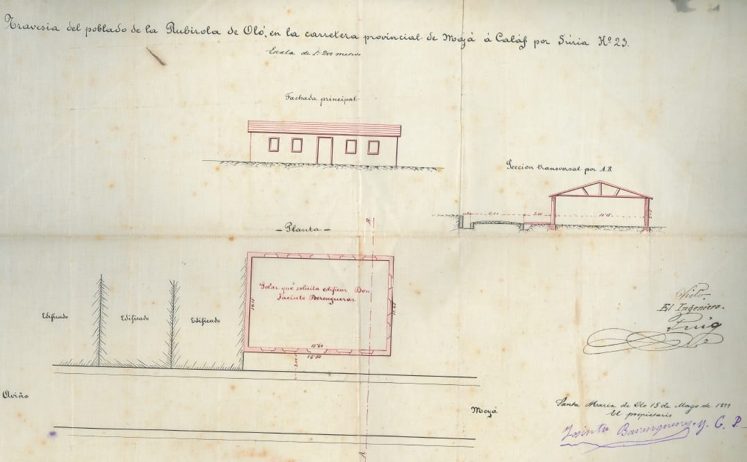 imatge Plànols de la fàbrica Jacinto Berengueras, 1899, Santa Maria d'Oló. Arxiu Municipal de Santa Maria d'Oló.