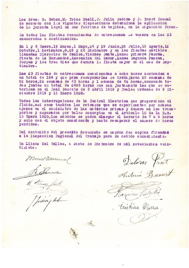 imatge Instància comunicant el calendari laboral de les fàbriques de Llinars del Vallès, 1927, Linars del Vallès, Arxiu Municipal de Llinars del Vallès.