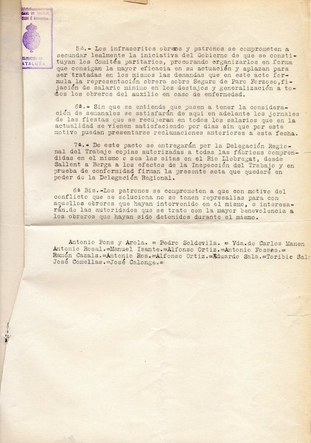 imatge Pacte entre patrons i obrers de l'Alt Llobregat per tornar a la feina, 1928, Gironella. Arxiu Municipal de Gironella.