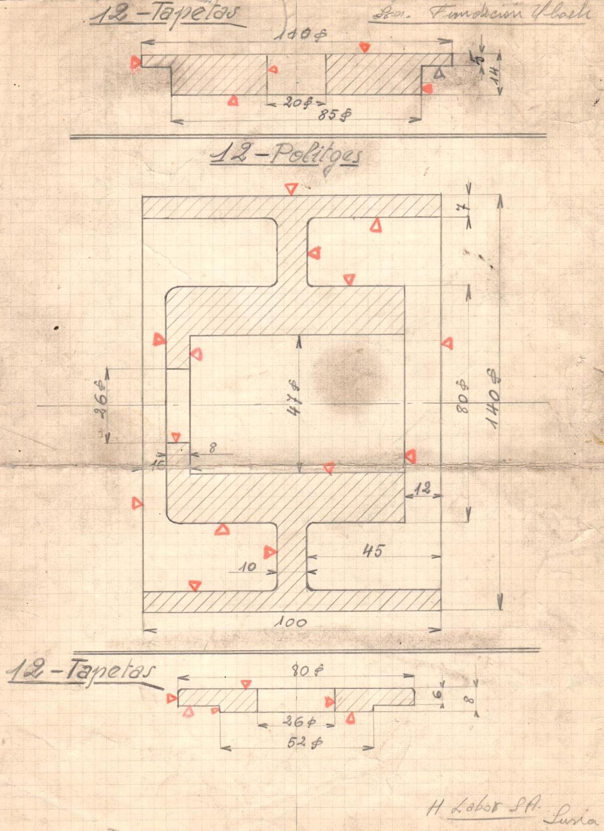 imatge Croquis d'una màquina de tapetes, c. 1950, Súria. Fons de Cal Jover, Arxiu Municipal de Súria.