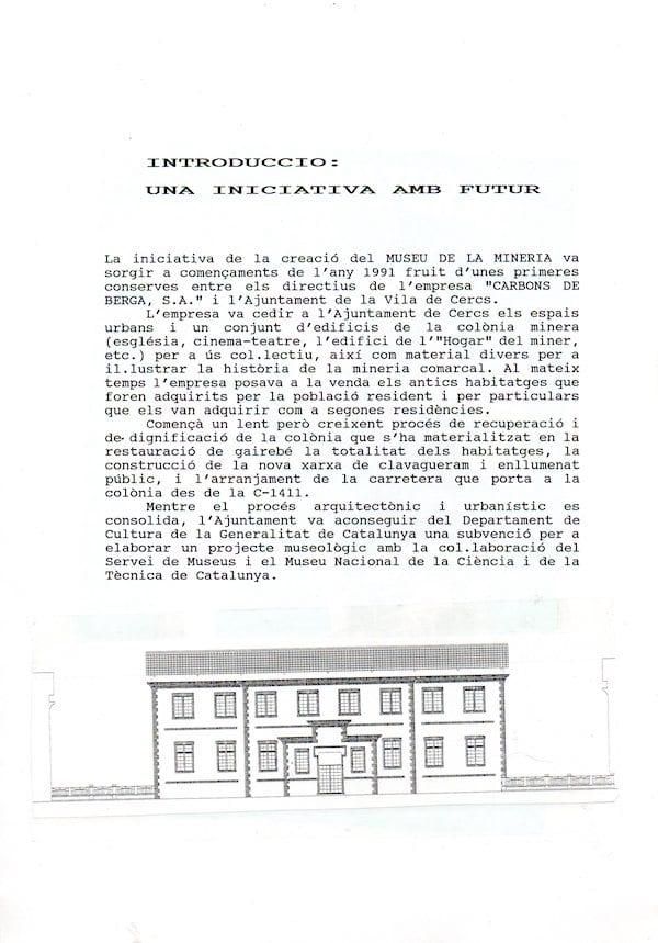 imatge Projecte museogràfic del Museu de la Mineria de Sant Corneli, 1996, Cercs. Arxiu Municipal de Cercs.