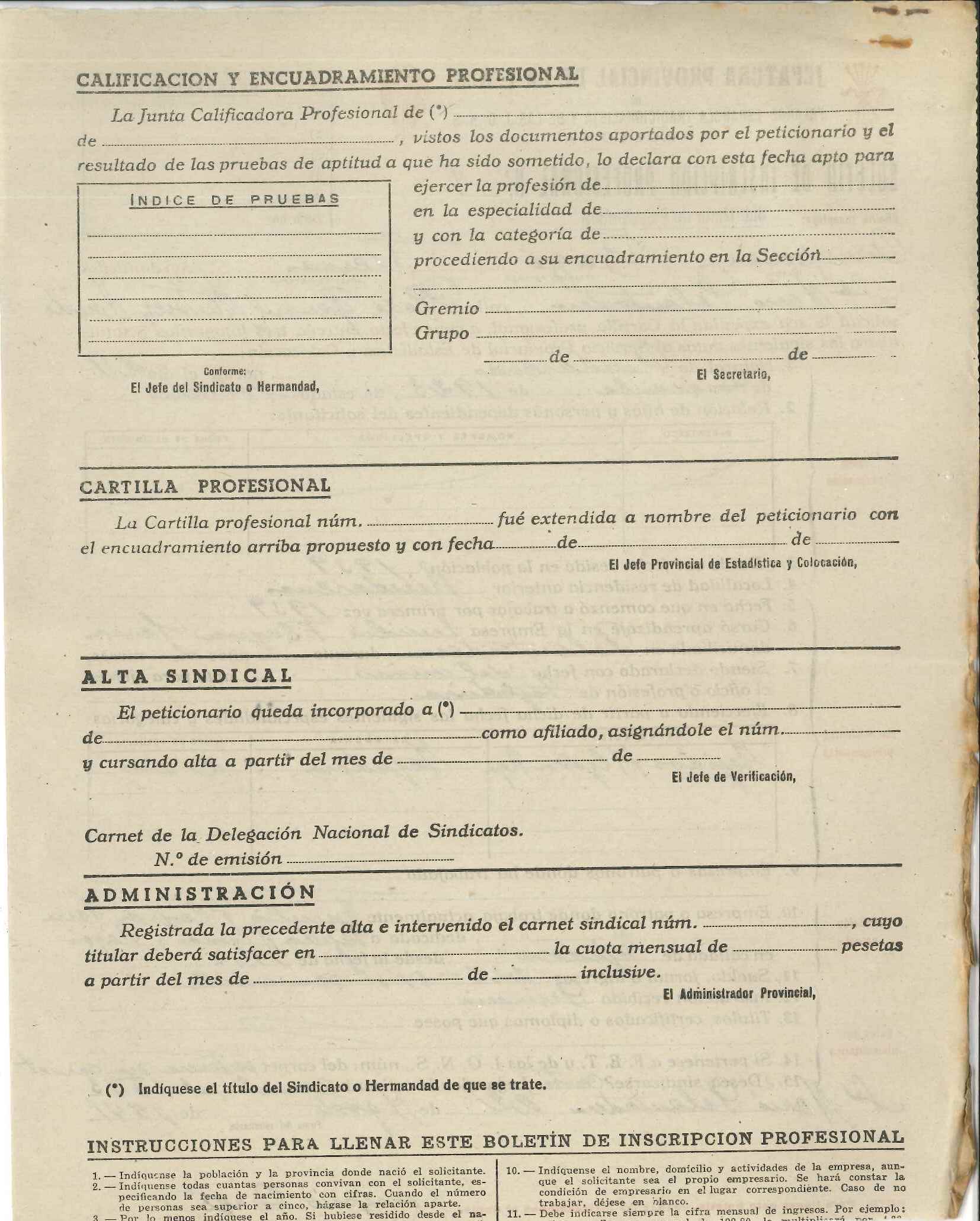 imatge Sol·licitud de filiació al Sindicat local textil, 1941, Santa Maria de Palautordera. Arxiu Municipal de Santa Maria de Palautordera