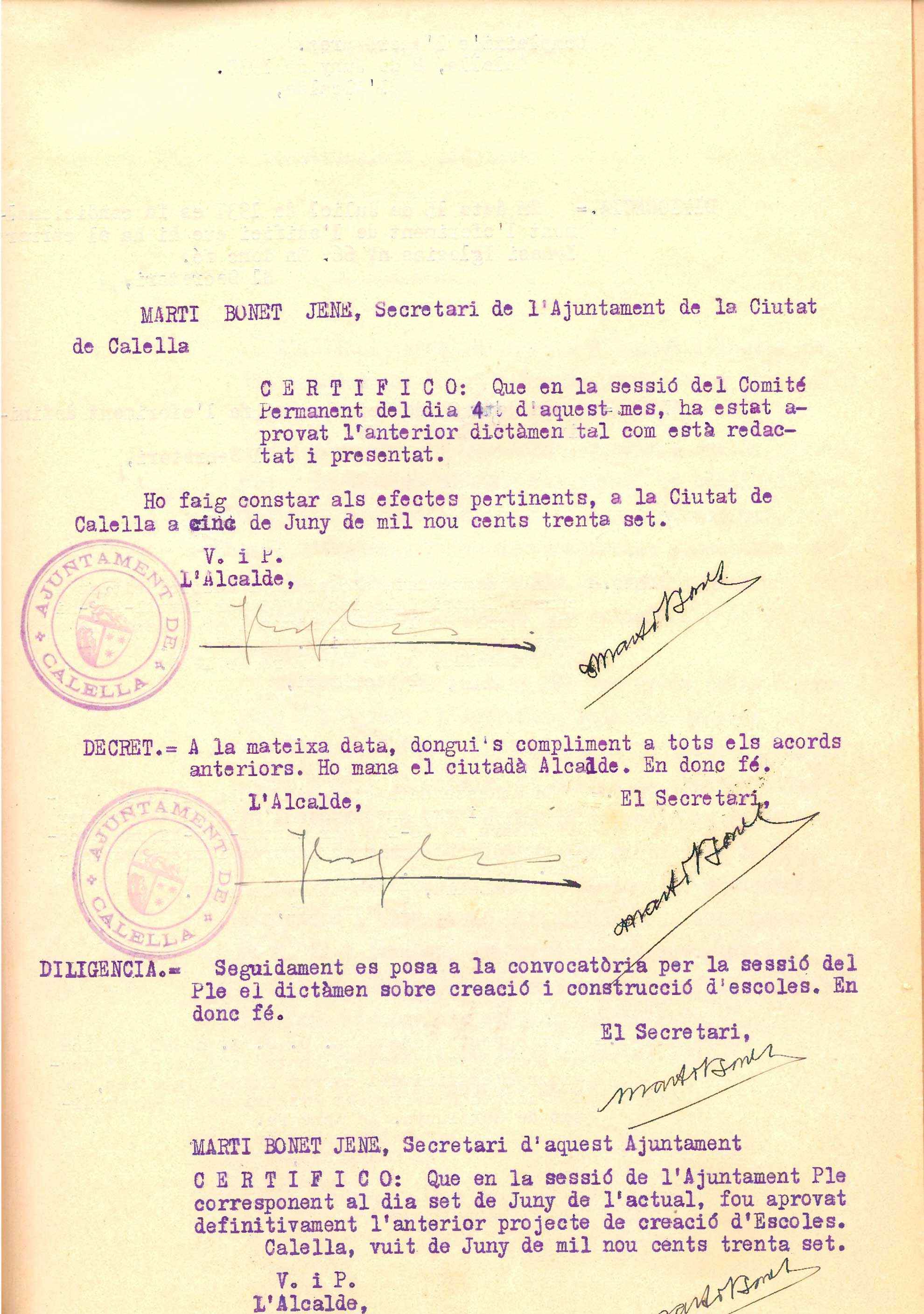 imatge Dictamen sobre la situació escolar, 1937.