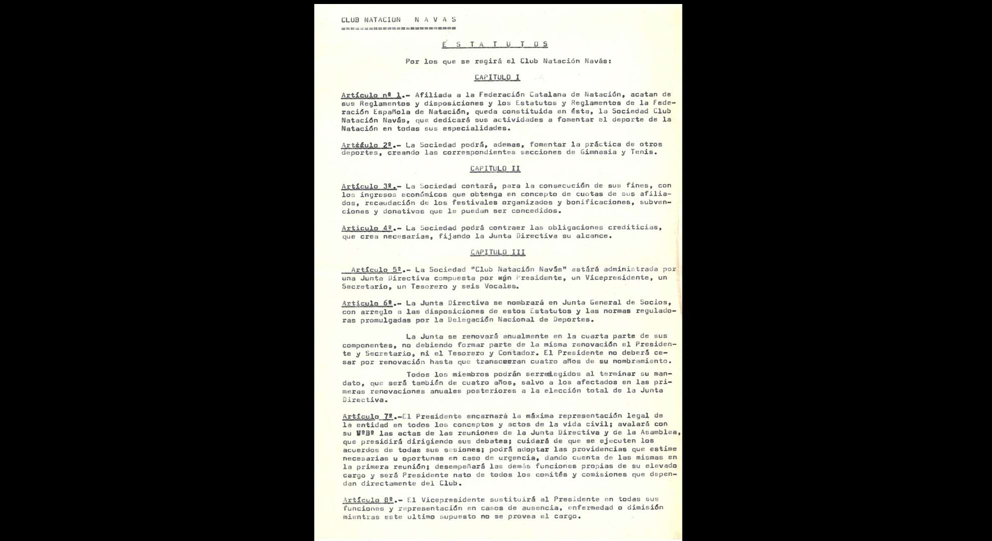 imatge Estatuts Club Natació Navàs, 1970, Navàs. Arxiu Municipal de Navàs.
