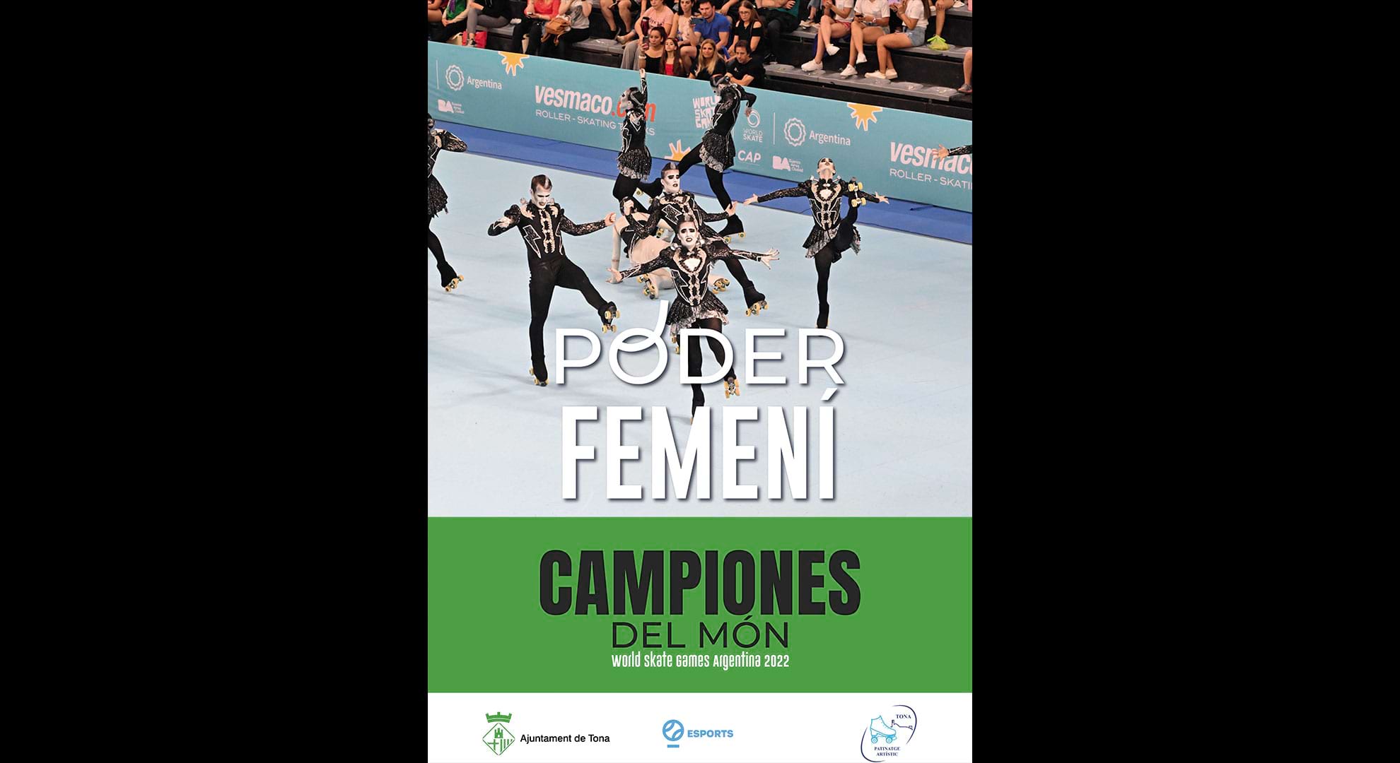 imatge Cartell de campiones del món del Club Patinatge Artístic Tona als World Skate Games Argentina 2022, 2022, Tona. Arxiu Municipal de Tona.