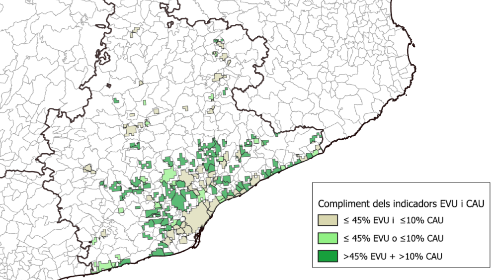 Grau de superfície verda i arbrada de les zones urbanitzades afectades pel Reglament Grau de superfície verda i arbrada de les zones urbanitzades afectades pel Reglament